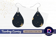 Golden moon stars celestial Teardrop Earring PNG Product Image 1