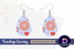 Hearts and donuts on light blue Teardrop Earring PNG Product Image 1