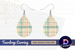 Pastel plaid fabric Teardrop Earring PNG Product Image 1