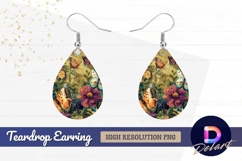 Colorful butterflies and flowers Teardrop Earring PNG Product Image 1