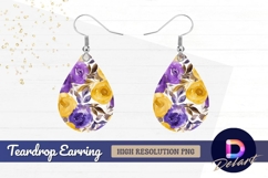 Watercolor rose floral pattern with Teardrop Earring PNG Product Image 1