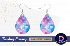 Watercolor clouds pink blue abstract Teardrop Earring PNG Product Image 1