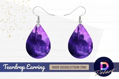 Majestic purple castle fantasy Teardrop Earring PNG Product Image 1