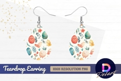 Watercolor easter pattern with birds Teardrop Earring PNG Product Image 1