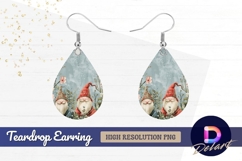 Watercolor gnomes in garden flower Teardrop Earring PNG Product Image 1