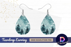 Watercolor winter landscape with Teardrop Earring PNG Product Image 1