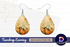 Vintage autumn harvest pumpkins Teardrop Earring PNG Product Image 1
