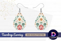 Floral watercolor repeat pattern Teardrop Earring PNG Product Image 1