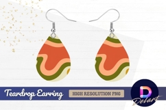 Abstract retro wavy background Teardrop Earring PNG Product Image 1