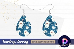 Yeti snowflake blue winter holiday Teardrop Earring PNG Product Image 1