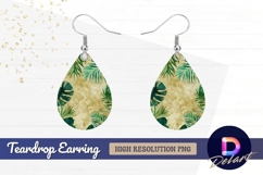 Tropical leaves background Teardrop Earring PNG Product Image 1