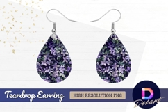 Periwinkle flower and leaf pattern Teardrop Earring PNG Product Image 1