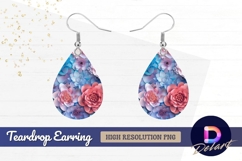 Floral paper cutout art in pastel Teardrop Earring PNG Product Image 1