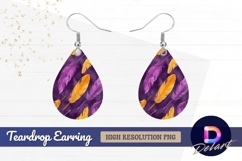 Purple and gold feather Teardrop Earring PNG Product Image 1