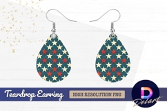 Distressed stars pattern red and Teardrop Earring PNG Product Image 1