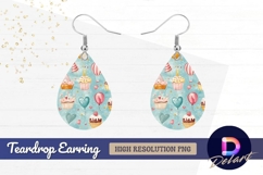 Watercolor birthday Teardrop Earring PNG Product Image 1