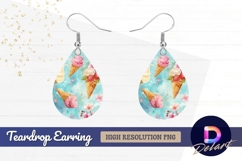 Watercolor ice cream and blossom Teardrop Earring PNG Product Image 1