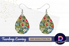 Colorful floral garden background Teardrop Earring PNG Product Image 1