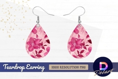 Pink floral vector illustration Teardrop Earring PNG Product Image 1