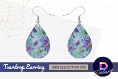 Purple clematis floral pattern Teardrop Earring PNG Product Image 1