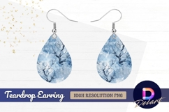 Winter trees watercolor effect blue Teardrop Earring PNG Product Image 1