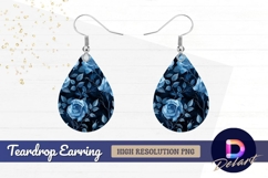 Blue roses floral Teardrop Earring PNG Product Image 1