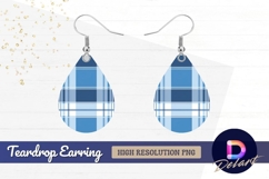 Blue plaid pattern traditional Teardrop Earring PNG Product Image 1