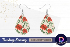 Christmas poinsettia floral pattern Teardrop Earring PNG Product Image 1