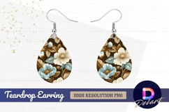 Elegant floral brown background texture Teardrop Earring PNG Product Image 1