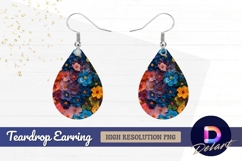 Colorful felt flower arrangement Teardrop Earring PNG Product Image 1
