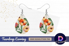 Embroidered floral pattern with Teardrop Earring PNG Product Image 1