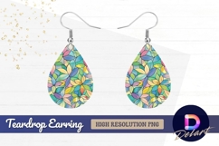 Abstract floral pattern with stained glass Teardrop Earring Product Image 1
