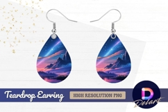 Starry night mountain lake Teardrop Earring PNG Product Image 1