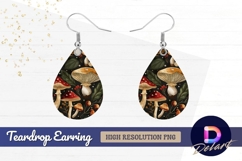 Mushroom botanical illustration Teardrop Earring PNG Product Image 1