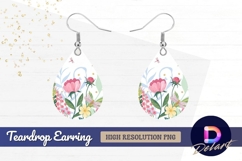 Floral pattern with peonies and Teardrop Earring PNG Product Image 1