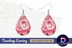 Pink floral repeat pattern Teardrop Earring PNG Product Image 1