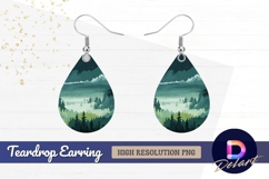 Pixel art night forest with starry sky Teardrop Earring PNG Product Image 1