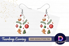 Watercolor christmas pattern with Teardrop Earring PNG Product Image 1