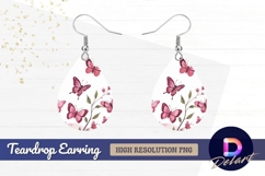 Watercolor pink butterflies with Teardrop Earring PNG Product Image 1