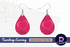Pink backdrop with hearts Teardrop Earring PNG Product Image 1