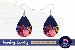 Floral illustration with Teardrop Earring PNG Product Image 1