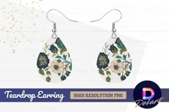 Elegant floral design with botanical Teardrop Earring PNG Product Image 1