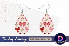 Bows and berries cute festive pattern Teardrop Earring PNG Product Image 1