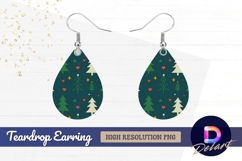 Festive christmas trees hearts seamless Teardrop Earring PNG Product Image 1