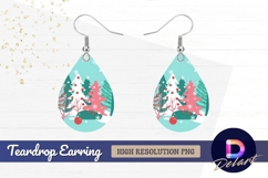 Festive christmas tree winter scene Teardrop Earring PNG Product Image 1