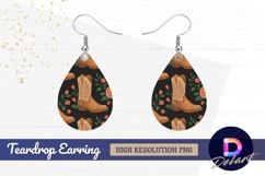Cowboy boots floral pattern Teardrop Earring PNG Product Image 1