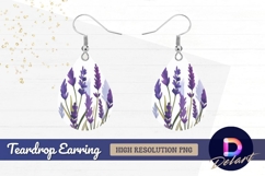 Watercolor lavender flowers Teardrop Earring PNG Product Image 1