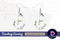 Elegant white lily flower seamless Teardrop Earring PNG Product Image 1