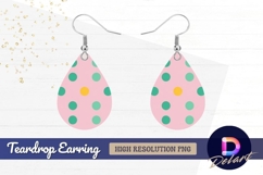 Pink background with colorful polka Teardrop Earring PNG Product Image 1