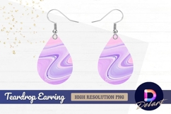 Pink purple swirl abstract Teardrop Earring PNG Product Image 1
